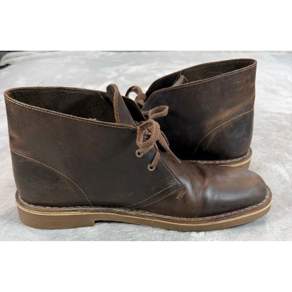 Clarks Collection Mens Shepton Brown Leather Ankle Chukka Boots Size 9